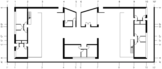 triple family house, ground floor plan