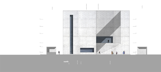 liberation war museum competition, elevation north